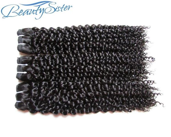 

beautysister raw virgin unprocessed human hair bundles brazilian kinky curly remy human hair weaves 3pieces 300g lot natural color6352162, Black