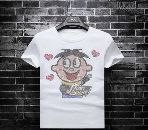 

2019 summer new shortsleeved tshirt men039s fashion wangzai diamond half sleeve round neck korean tshirt9008105, White;black