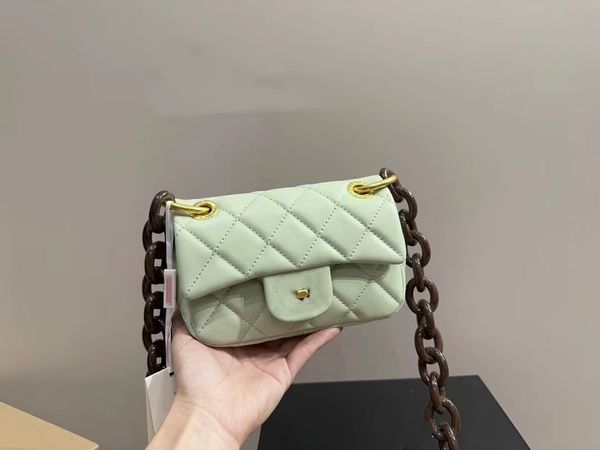 

new luxury designer women's wood grain thick chain crossbody bag advanced handmade workshop texture soft glutinous square fat man