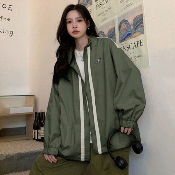 

womens jackets korean version stand collar jacket women spring and summer zipper loose casual fashion cardigan baseball 230808, Black;brown