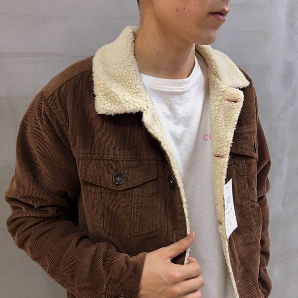 

men's jackets men winter jacket corduroy plus lamb wool coat warm thick american style casual large size outwear 230809, Black;brown