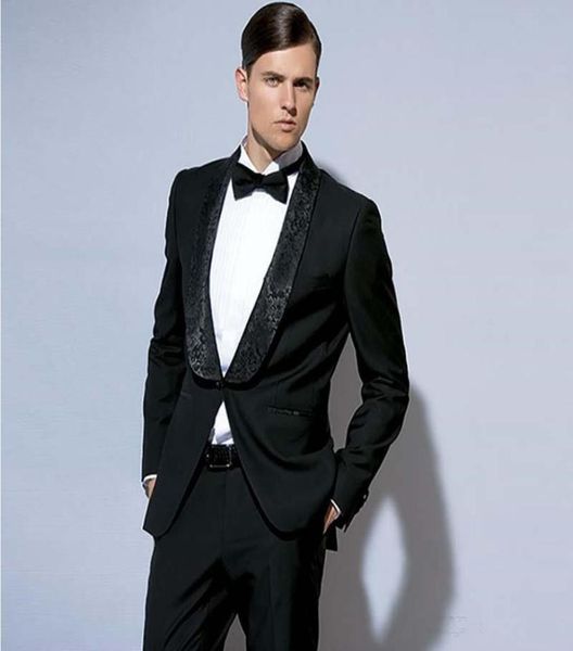 

new high custom design red jacquard groom tuxedos black shawl lapel man groomsmen men wedding suits 2 pieces jacketpants 56698110, Black;gray