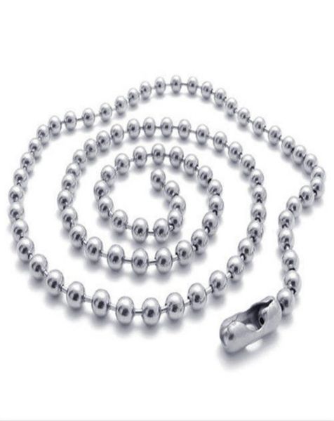 

24mm bead chain necklace stainless steel ball silver chains link necklaces for men women2428015