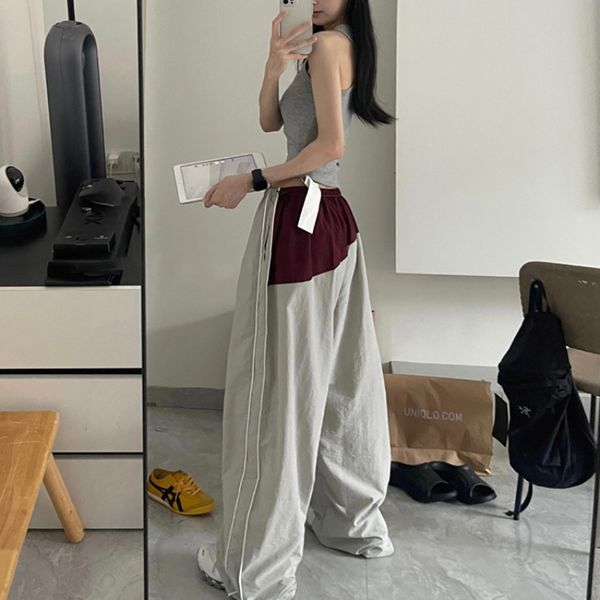 

women's pants s cargo pant clothing vintage hip hop stitching sweatpant casual wide leg streetwear women trouser 230808, Black;white