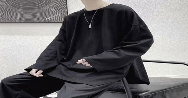 

men039s tshirts spring autumn thin plain simple base tshirt oversize loose style harajuku casual long sleeve clothes funny co7735140, White;black