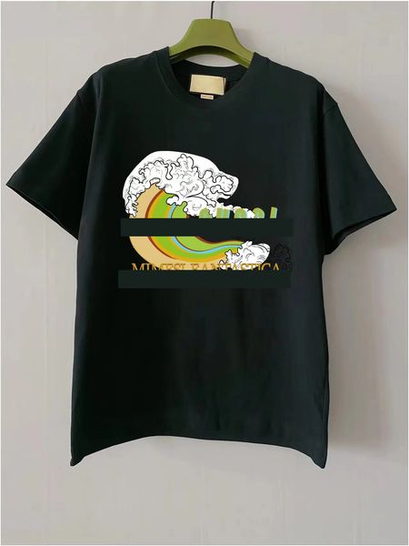 

2023 street short-sleeved t-shirt men's tide cartoon printing loose big size half-sleeve couple hip-hop five-minute sleeve 13, White;black