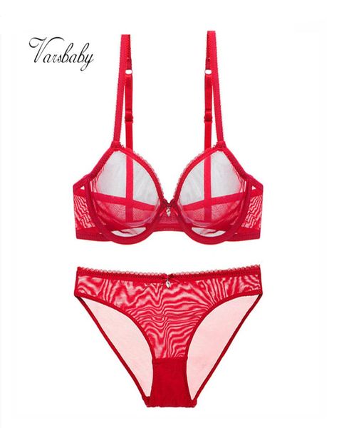 

bras sets varsbaby big red see-through yarn lingerie set rhine bow transparent bra and panty9406956, Red;black