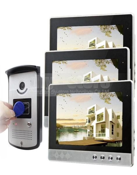 

10 inch video door phone doorbell home security video intercom system rfid camera led color night vision 1 camera 3 monitors327y5034047