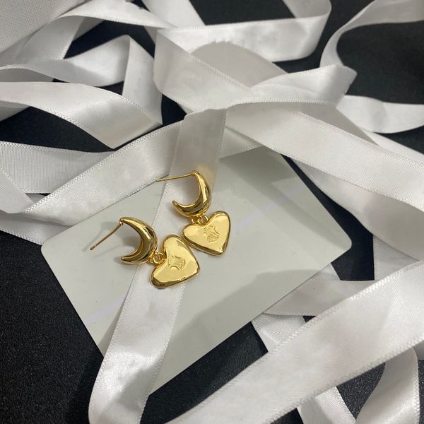 

designer stud earrings brand 18k gold plated heart-shaped dangle earrings tiny stud earrings fashion women earring wedding party jewerlry, Golden