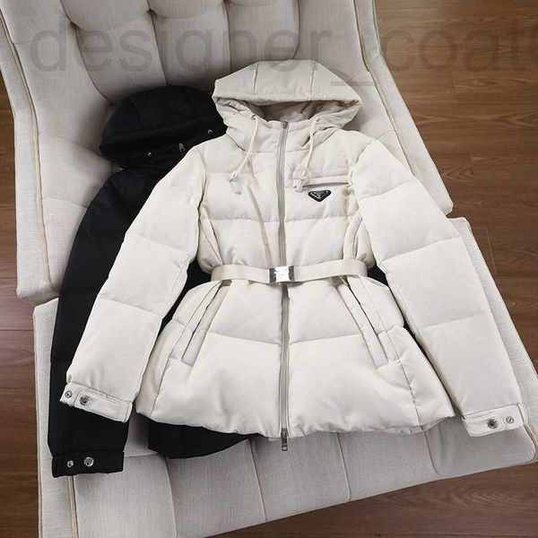 

women's jackets designer european goods 2022 winter new p family triangle standard medium and short waistline thin wash fabric white go, Black;brown