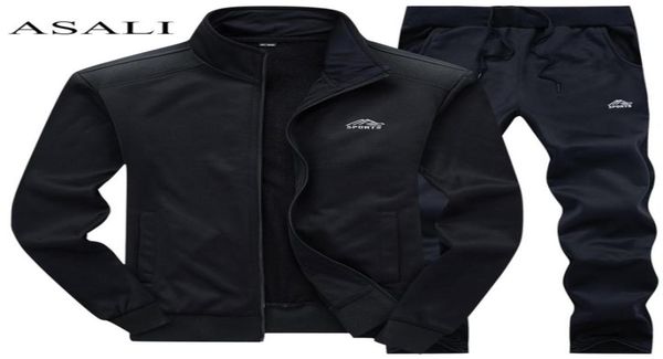 

tracksuits men polyester sweatshirt sporting fleece gyms spring jacket pants casual men039s track suit sportswear fitness 2112781832, Gray