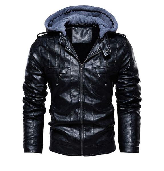 

2020 men vintage motorcycle jacket mens outdoor casual pu leather jacket man winter coat hooded collar club bomber jackets4948025, Black;brown