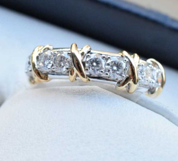 

high-end tiffay s925 sterling silver cross colored ring for male and female lovers x small luxury double t network red versatile 4i95