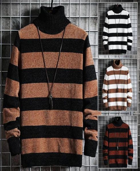 

zebra striped sweater men039s turtleneck sweater men knitwear long sleeve slim sweaters homme slim fit knitted cotton7116113, White;black