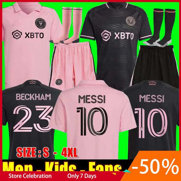 

messis 2023 2024 miami cf soccer jerseys inter matuidi higuain jean fray campana beckham mls 23 24 football shirt player fans version men ki, White;black
