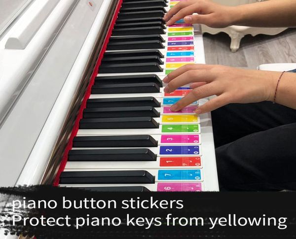 

49 61 88 keys electronic piano keyboard sound name stickers key sticker piano stave music decal label note sticker1719533