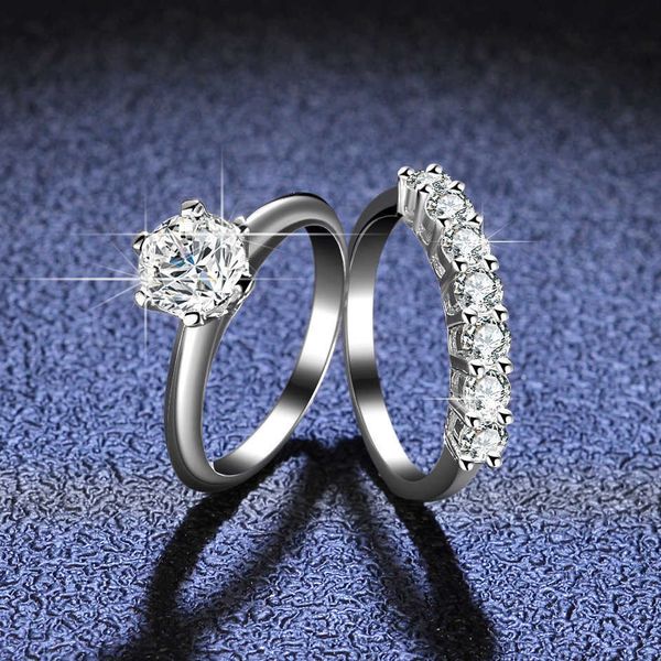 

designer new tiffay s925 silver ring mosang stone seven star row diamond set classic six claw wedding