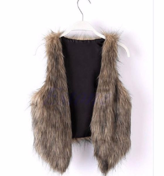 

wholewoman vintage trend celeb faux fur waistcoat vest jacket shawl coat sxl2560508, Black;white
