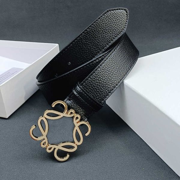 

designer belt luxury men leather belt width 4.0cm classic lychee grain smooth buckle mens womens jeans casual waistband high-quality cowhide, Black;brown