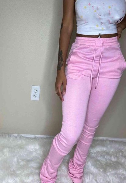 

9 colors women long stacked sweatpants spring y2k drawstring pants casual workout sporty wear trousers joggers street style 2105173321719, Black;white