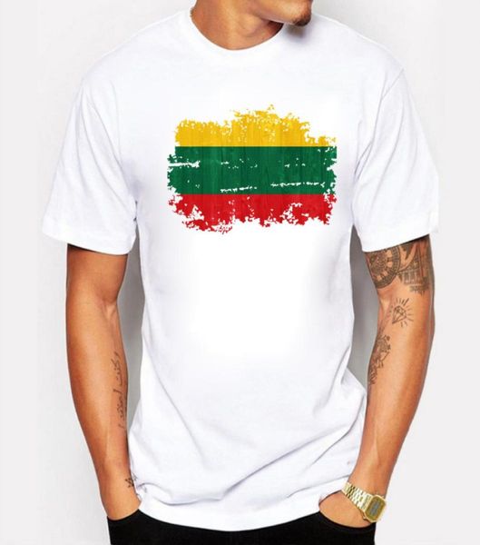 

excellent quality cotton t shirt men clothing basic mens tshirts print lithuania national flag nostalgic style tshirt5423764, White;black