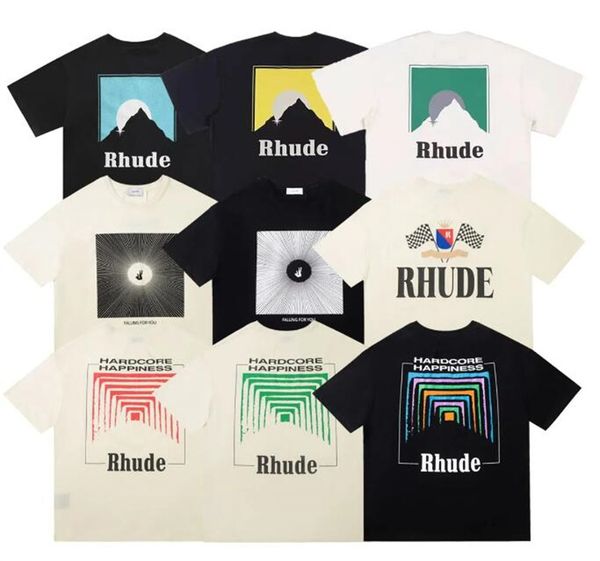 

rh designers mens rhude embroidery t shirts for summer mens letter polos shirt womens tshirts clothing short sleeved large plus size 100% c, White;black