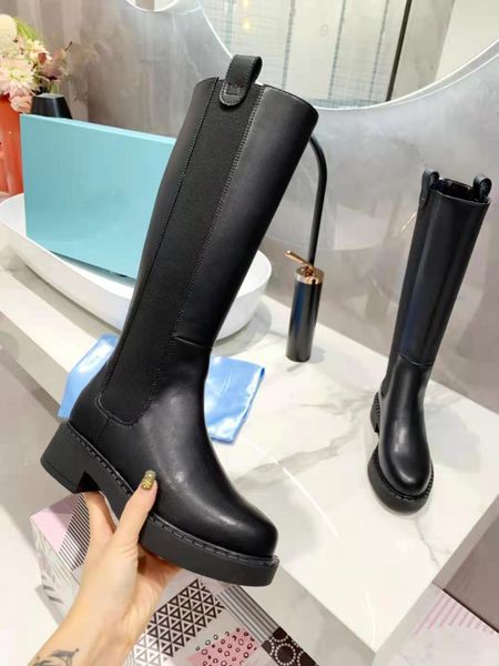 

autumn winter womens designer boots for women's slip-on round toe ankle boats woman and men buckle motorcycle luxurious ladies brand sh, Black