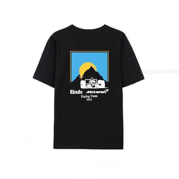 

2023 new f1 mclaren rhude t shirt men women cotton t-shirts rh car pattern print rhude oversized tee, White;black