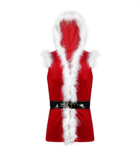

men039s vests men christmas vest velvet santa claus cosplay sleeveless jacket coat hooded slim fit faux fur trim waistcoat with5688934, Black;white