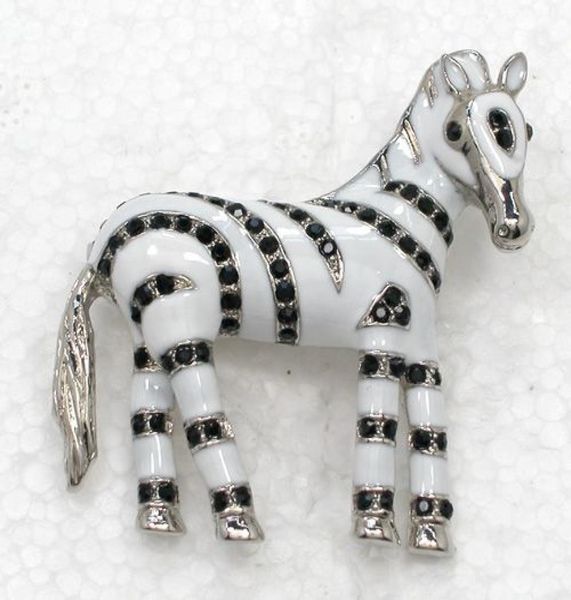 

12pcslot whole black crystal rhinestone white enamel zebra pin brooch fashion costume jewelry gift brooches c2938680810, Gray