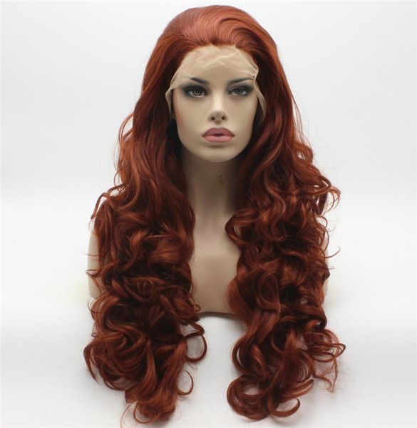 

iwona hair wavy long wine wig 5350 half hand tied heat resistant synthetic lace front wig9821187, Black