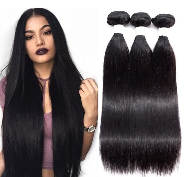 

peruvian virgin hair straight 3 or 4 bundles deals unprocessed brazilian indian malaysian hair straight human hair bundles natural3908038, Black