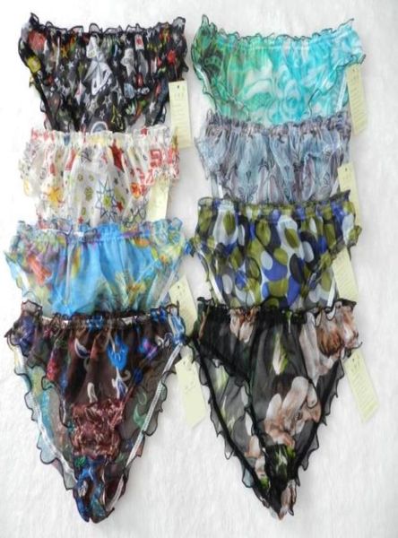 

8pcs women039s 100 silk string bikini panties floral size s01513672, Black;pink