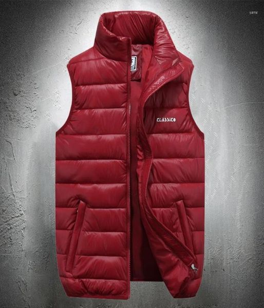 

men039s vests men bubble jacket vest autumn casual shiny skin classic pure color waistcoat sleeveless plus size 6xl5684828, Black;white