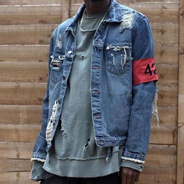 

men039s jackets whole 424 four two destroy watering mens jacket high street hip hop denim for men and women brand clothing5850928, Black;brown