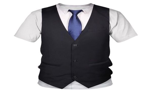 

funny suit 3d t shirt graphic tuxedo bow tie digital printed tshirts men summer fashion short sleeve streetwear vest 6603621, White;black