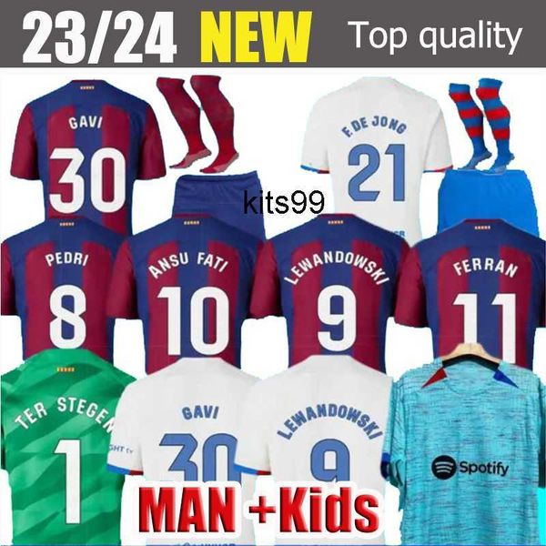 

23 24 camisetas de football soccer jerseys pedri lewandowski gavi 2023 2024 ansu fati ferran raphinha barcelona dest football shirt men kit, Black;yellow