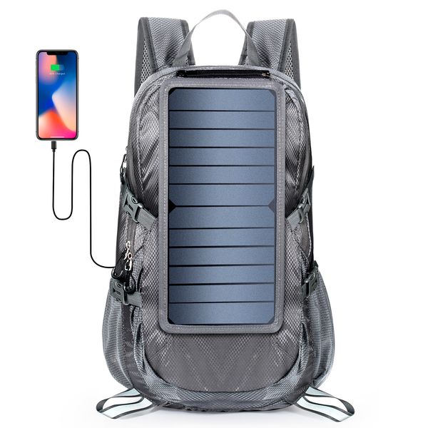 

school bags solar backpack foldable hiking daypack with 5v power supply 6.5w solar panel charge for cell phones 230809