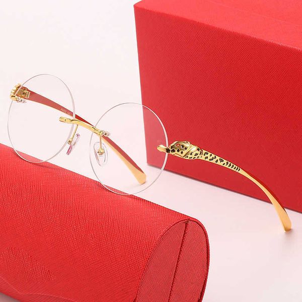 

taiglasses new rimless round sunglasses men's and women's leopard head paint legs personalized fashion glasses 32, White;black