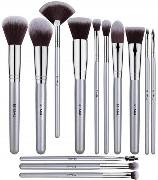 

bsmall 13 makeup brush set highquality synthetic brush silver foundation blooming blush loose powder makeup brush set265f6661616