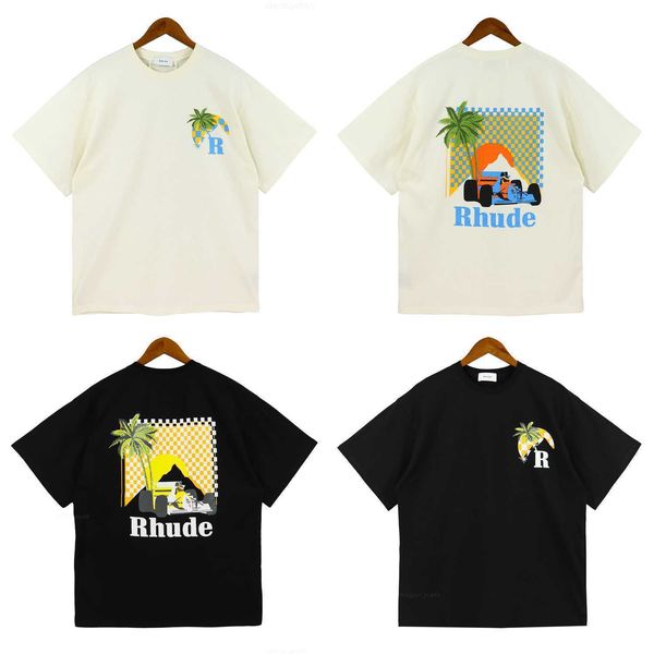 

2023ss rhude t-shirt moonlight tropic print tee men women version short sleeve rhude t shirt tees oversized, White;black