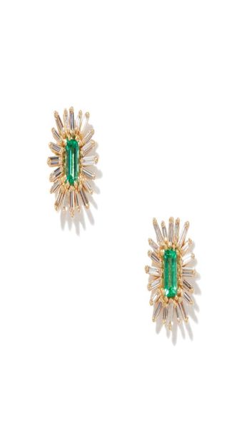 

white green firework cz geometric stud earring for lady women gift classic simple cubic zirconia studs5968407, Golden;silver