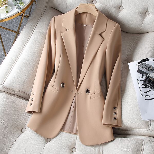 

women's suits blazers khaki suit coat spring autumn fashion korean long sleeve woman jacket casual office ladies blazer 230809, White;black