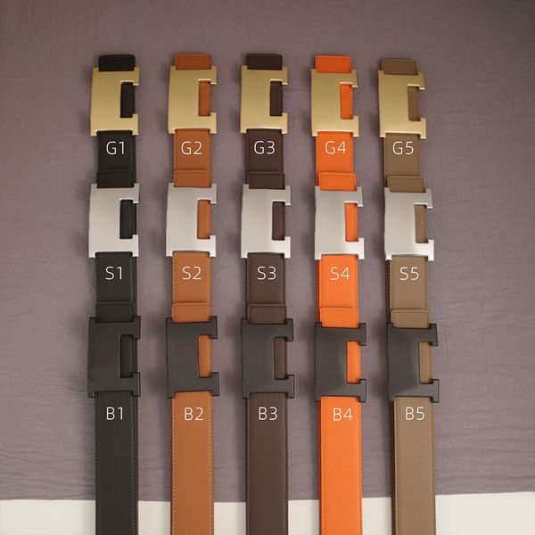 

casual man belt designer belts real leather width 3.8cm smooth buckle reversible for woman classic gold sliver black color, Black;brown