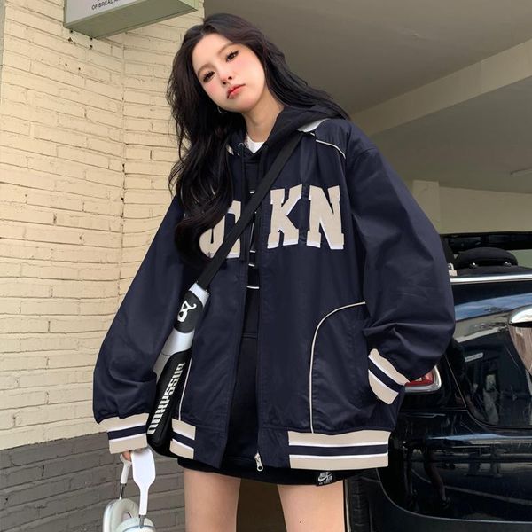

womens jackets embroidered baseball uniform female spring and autumn loose casual jacket couple tooling ins trendy 230808, Black;brown