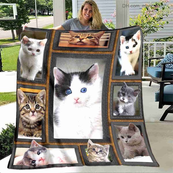 

blankets swaddling cat and dog pattern flannel throw blanket animal super soft and warm four seasons sofa bedroom decoration children's