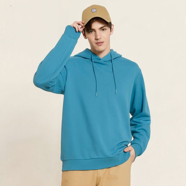 

men's hoodies sweatshirts metersbonwe men autumn and winter multicolor plus sweatshirt velvet knit solid color hooded pullover man 2308, Black