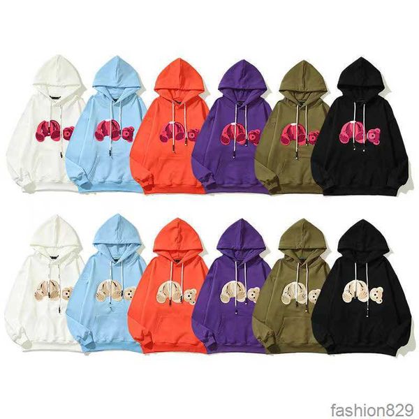 

2022 angel mens womens designers hoodies fashion man long sleeve bear hoodie clothing sweaters hip hop palms clothes sweatshirts, Black