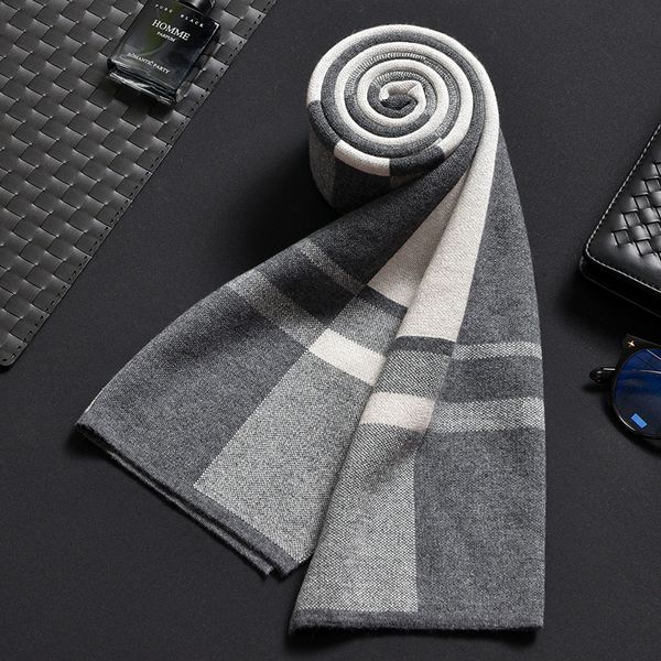 

scarves wool winter scarf men warm neck scarves classic business designer scarf shawls luxury brand fashion striped plaid foulard hommes 230, Blue;gray