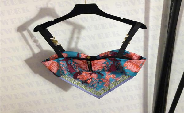 

vintage print sling bustier tanks for women metal shoulder buckle tights summer fashion vest party8660855, White